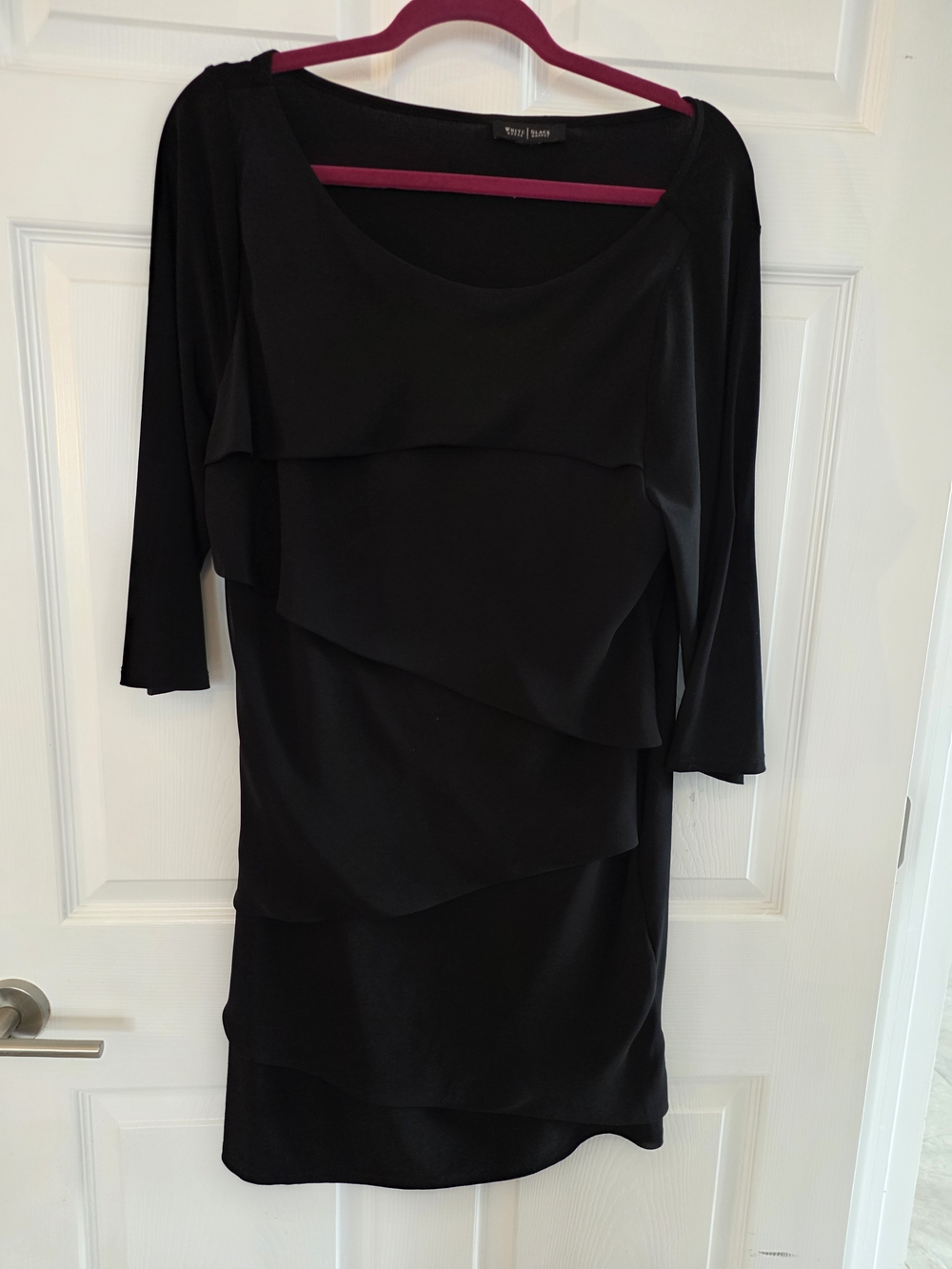 White House Black Market Front Ruffle Black Women's Dress. Size 14